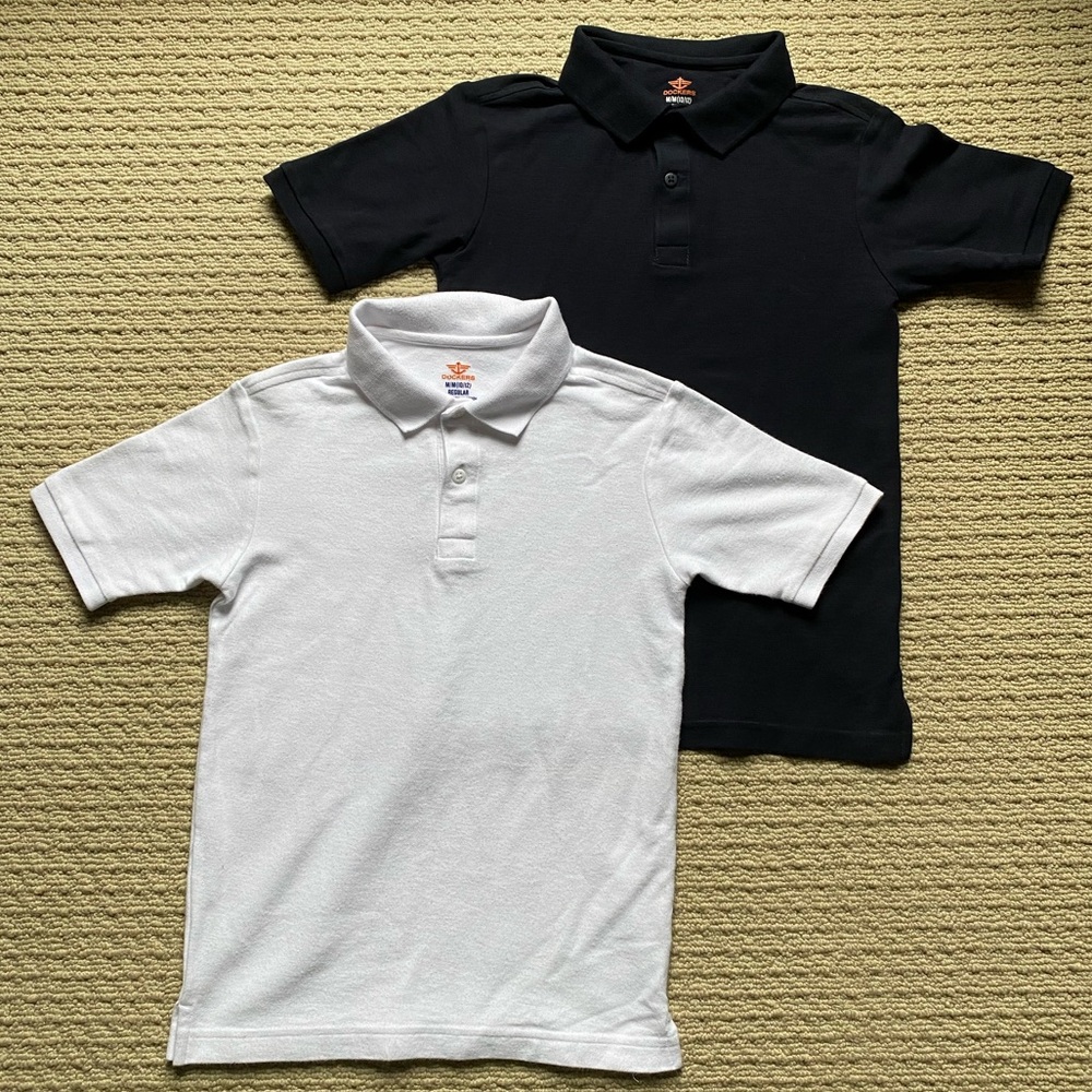 Unworn + EUC! Dockers Bundle of White/Navy Short-Sleeve Polo Shirts, Sz M/10-12